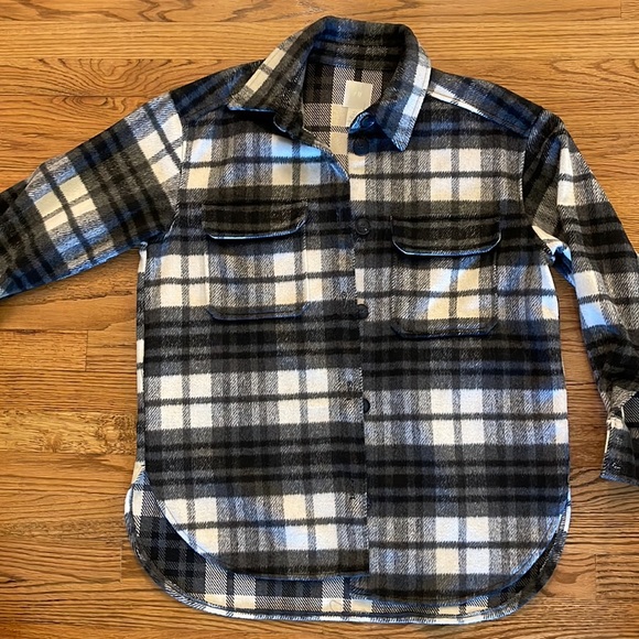 H&M Oversized Womens Shacket - Shirr Jacket - White Black Grey - Small - Picture 2 of 7